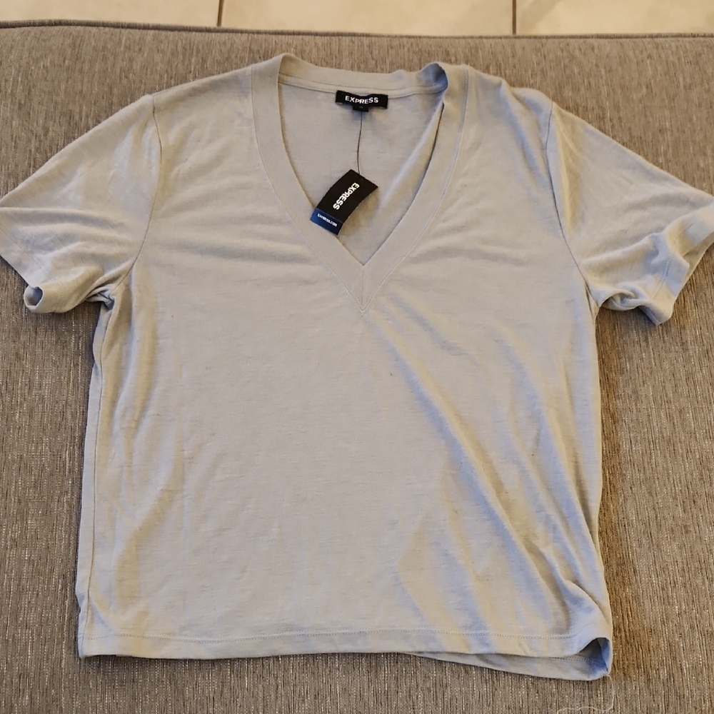 Banana Republic Light Gray V-Neck T-Shirt